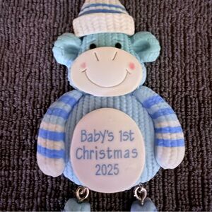 NWT Baby’s first Christmas 2025’ blue resin baby boy